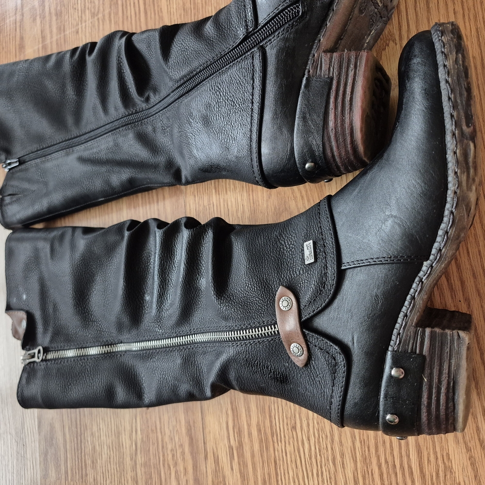 Rieker Black Heeled Boots Classic Design